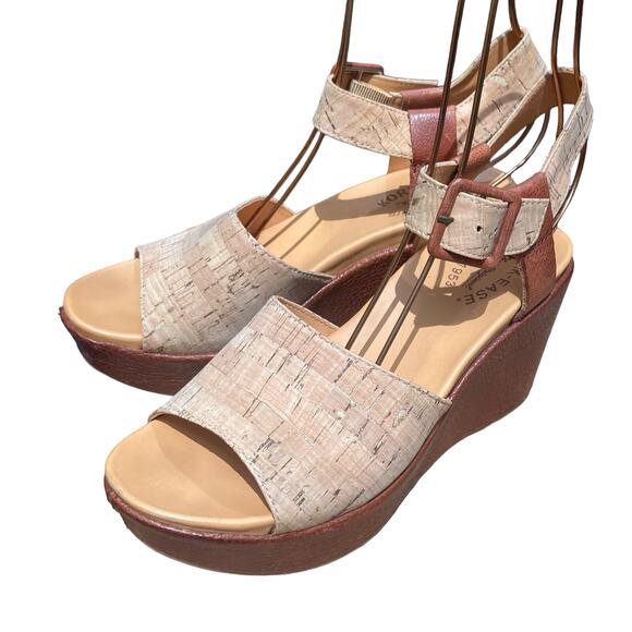 Kork-ease platform wedge sandals size 8 NEW open toe Mary Jane cork brown tan - Picture 7 of 12